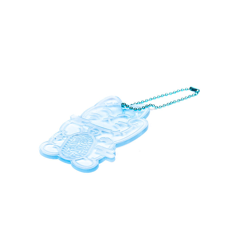 Nyckelring - Fluorescerande Blå Maneki Neko