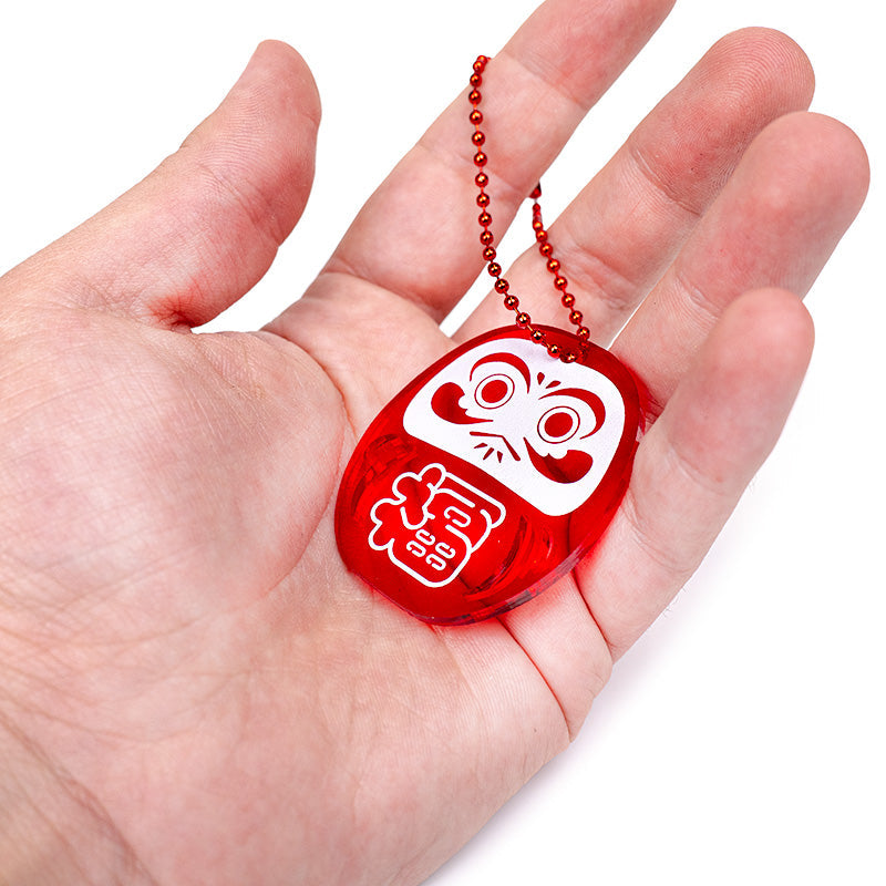 Nyckelring - Fluorescerande Röd Daruma