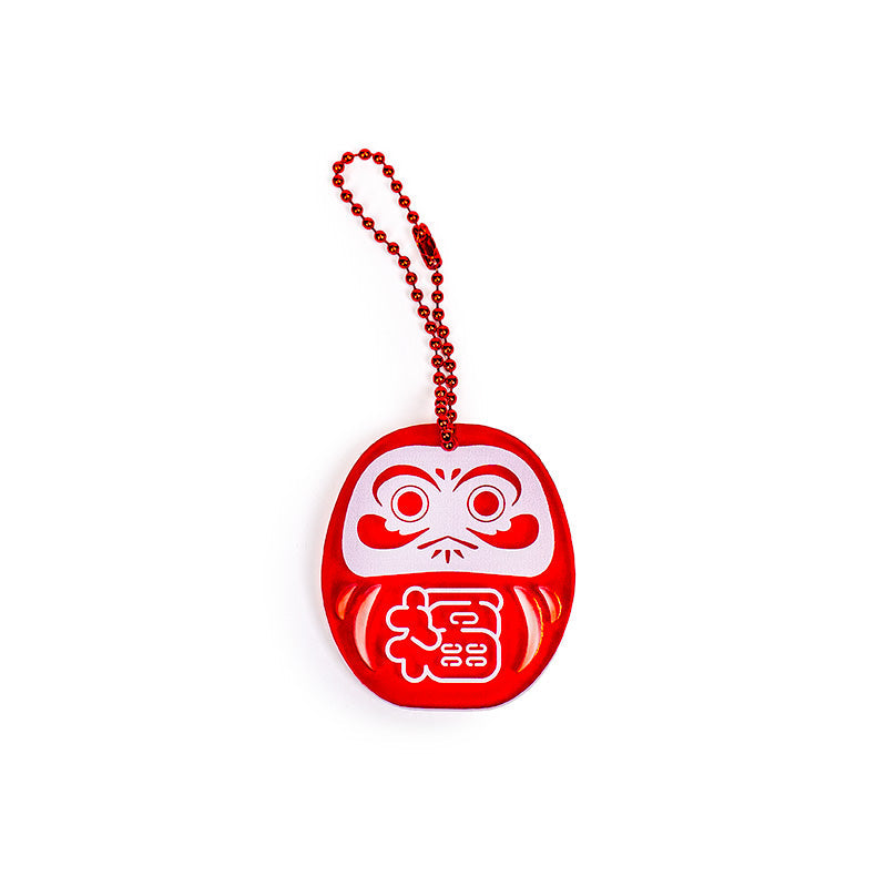 Nyckelring - Fluorescerande Röd Daruma