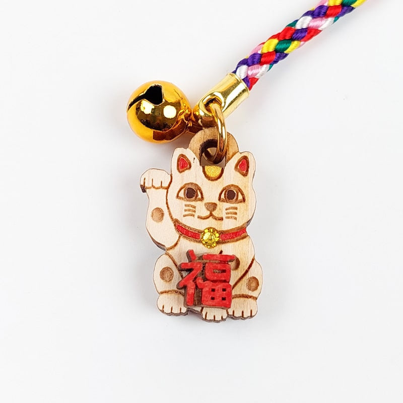 Nyckelring Maneki Neko Trä