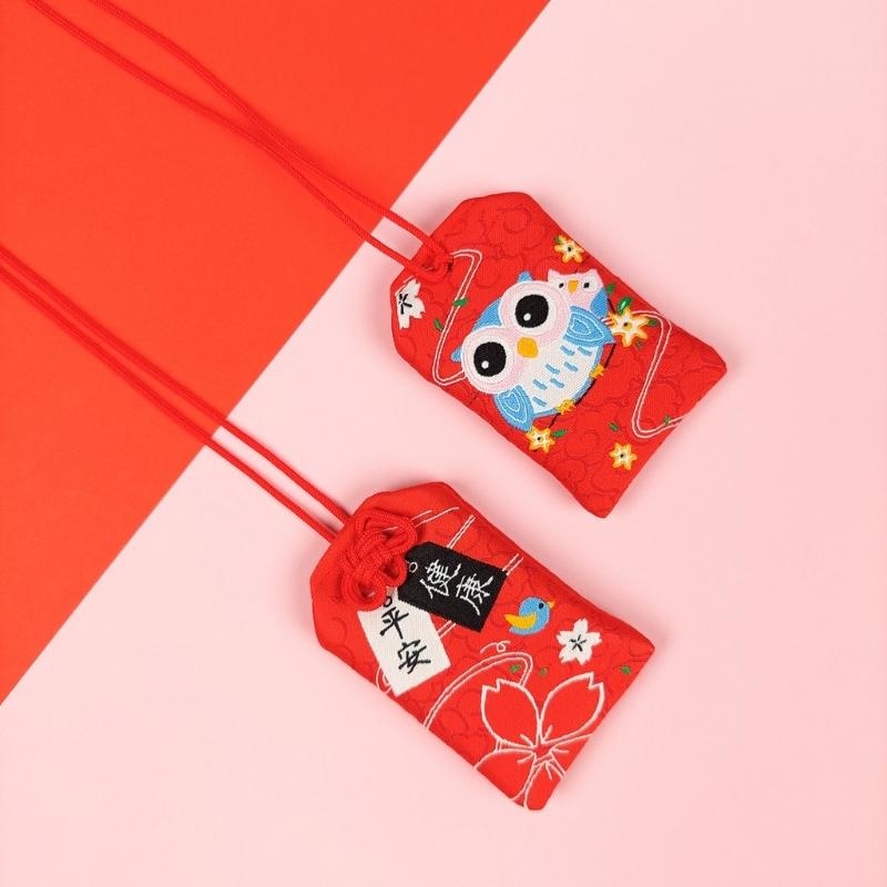 Omamori Kawaii Röd Uggla