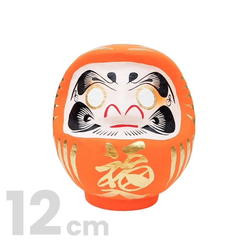 Orange japansk Daruma 9 till 15 cm 12 cm