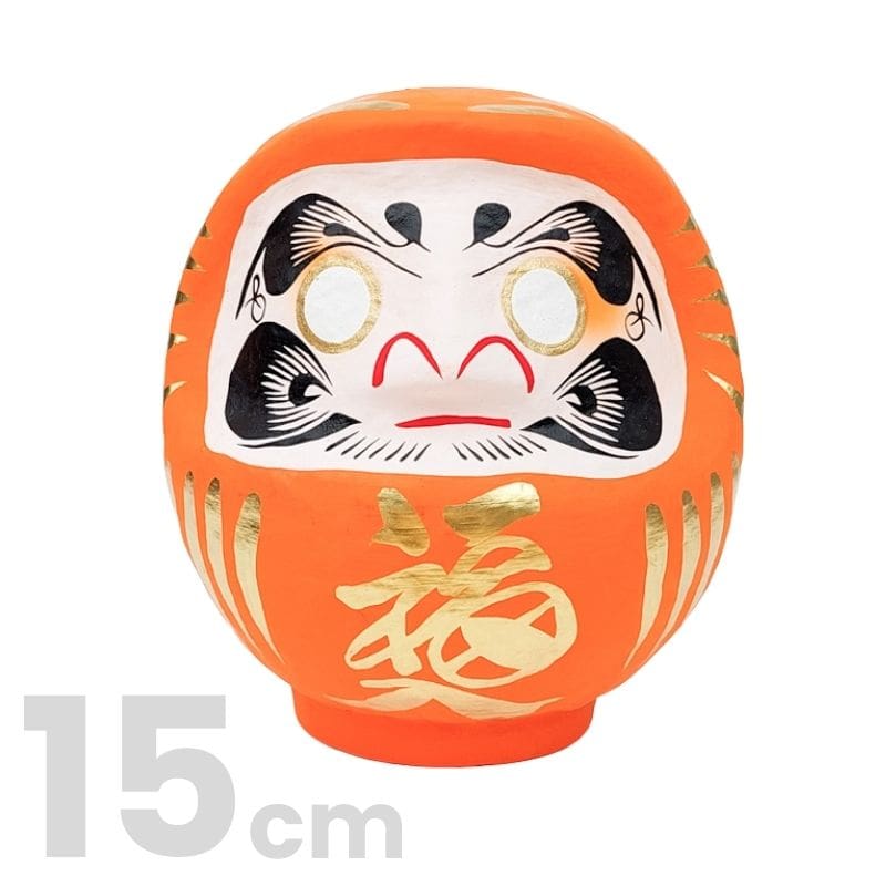 Orange japansk Daruma 9 till 15 cm