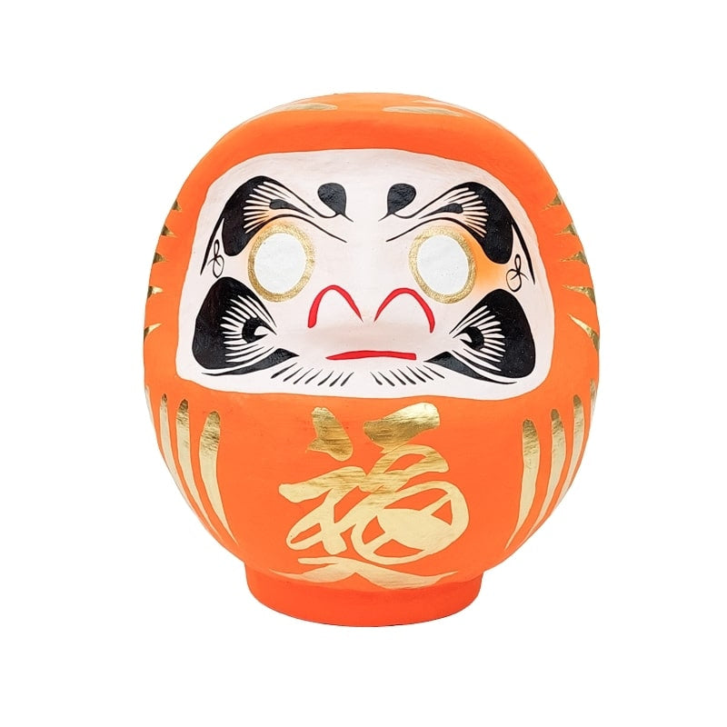 Orange japansk Daruma 9 till 15 cm