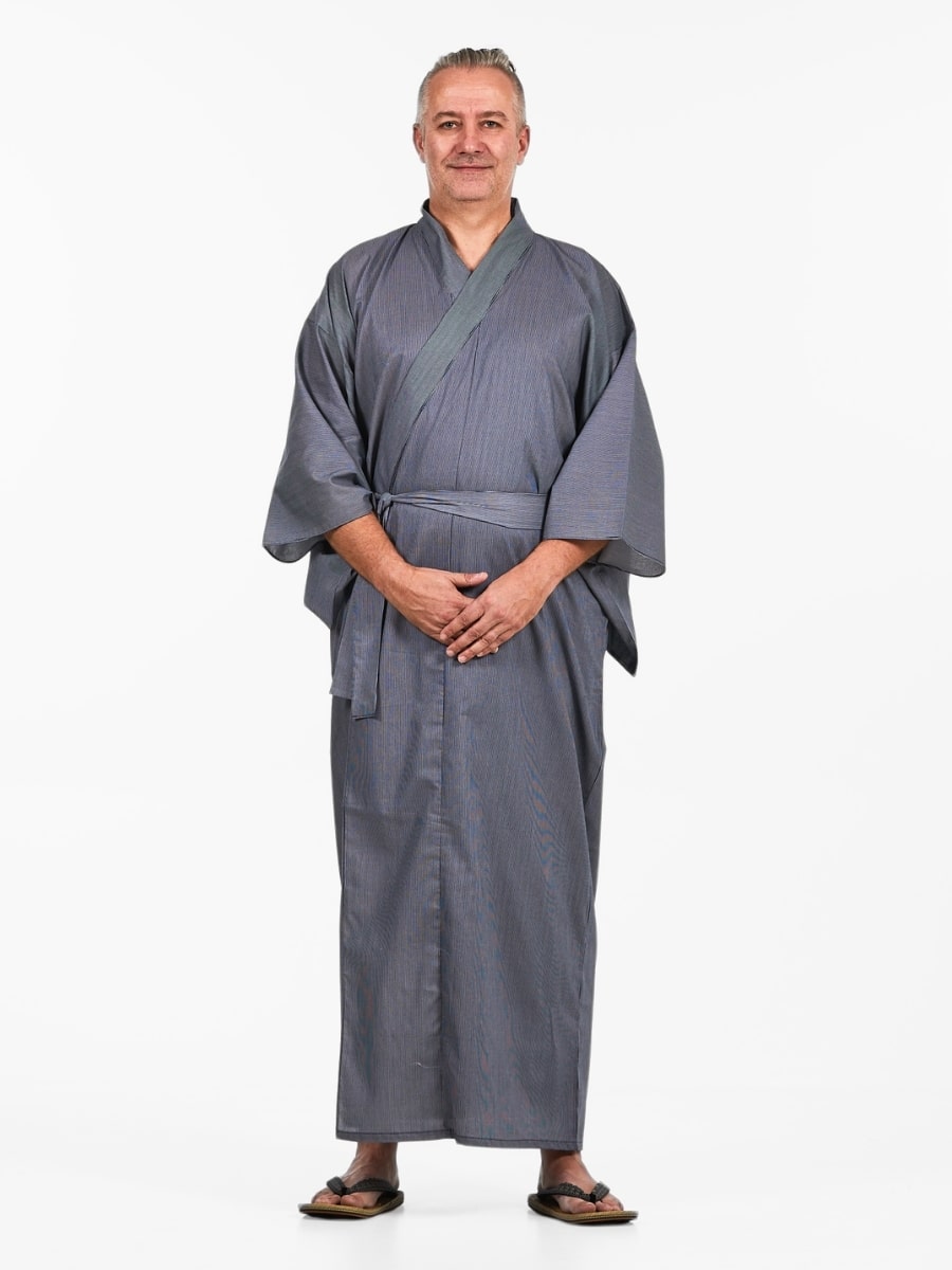 Randig Yukata Kimono för män S