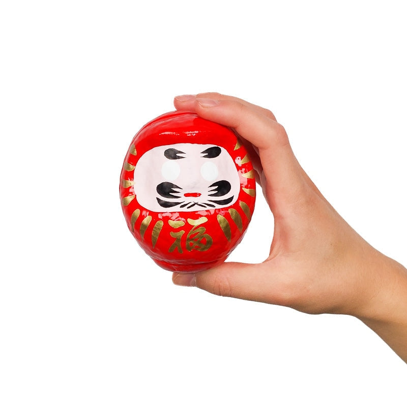 Röd japansk daruma 4,5 och 9 cm