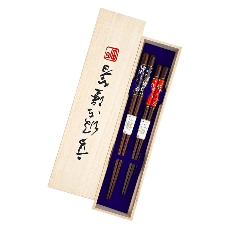 Röda & blå japanska ätpinnar set