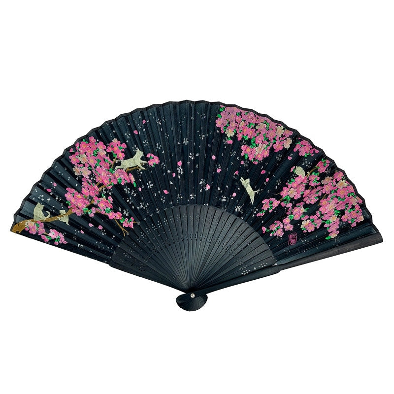 Sakura svart japansk solfjäder