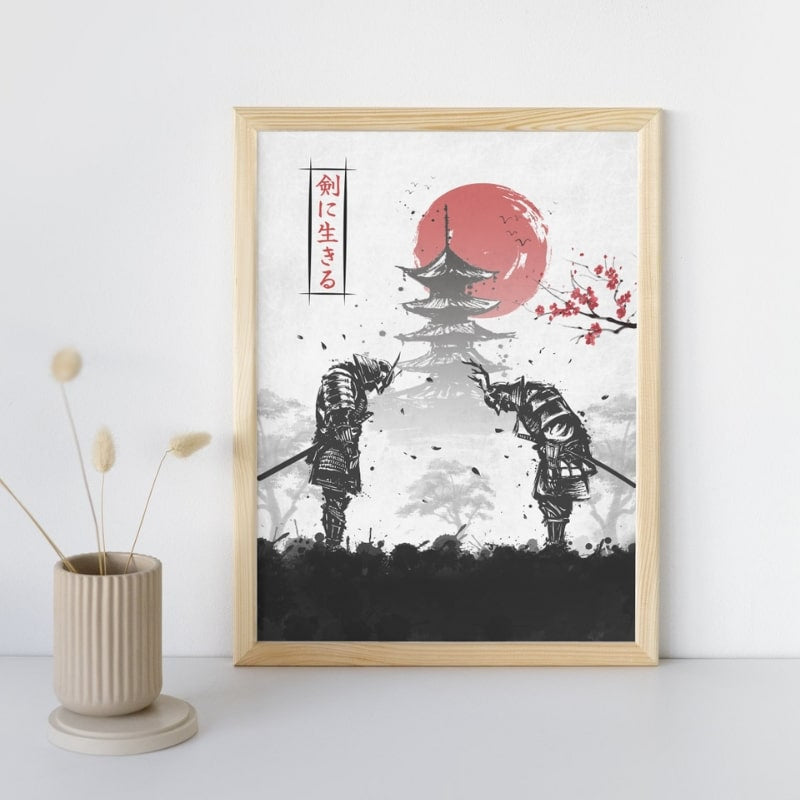 Samurai Duel Japansk Poster A3