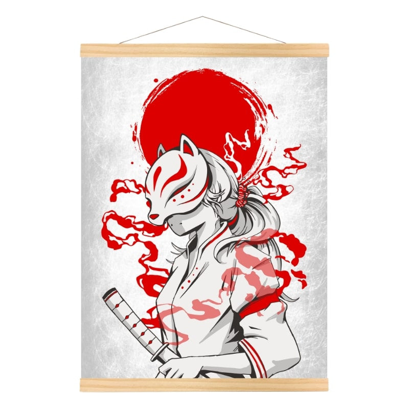 Samurai Kitsune Japansk Poster A3