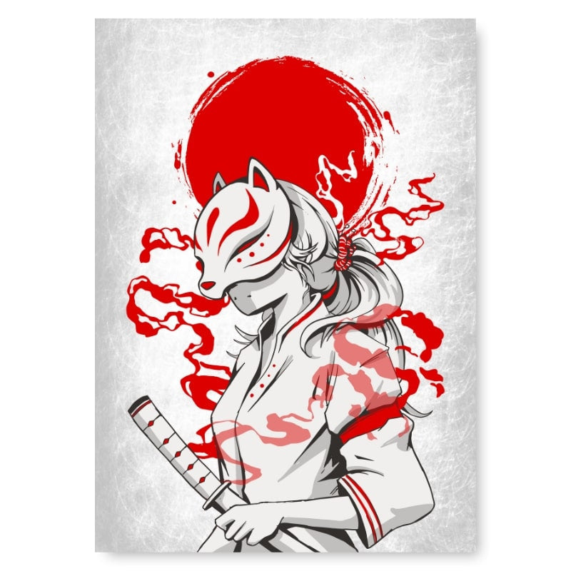 Samurai Kitsune Japansk Poster A3