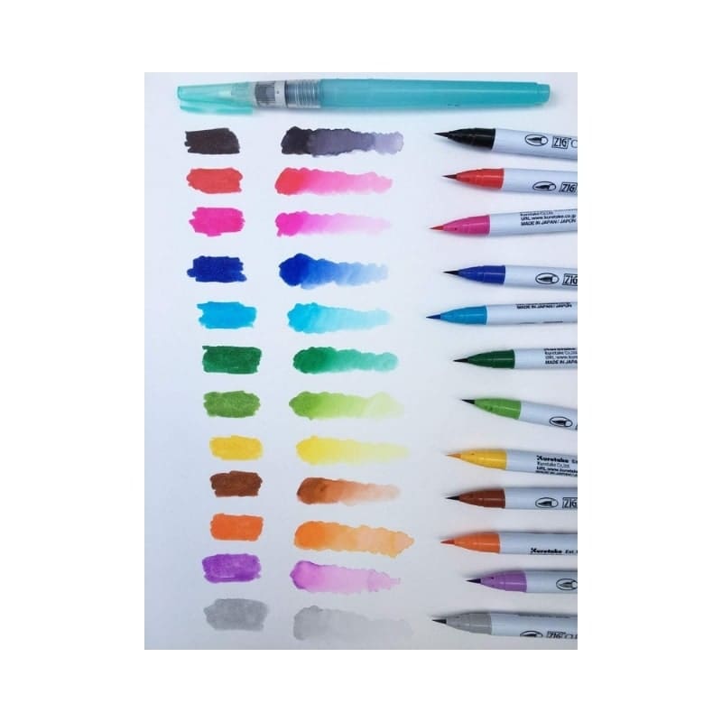 Set med 12 ZIG Extra Fine Brush pennor