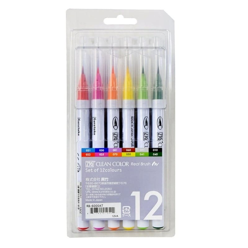 Set med 12 ZIG Extra Fine Brush pennor