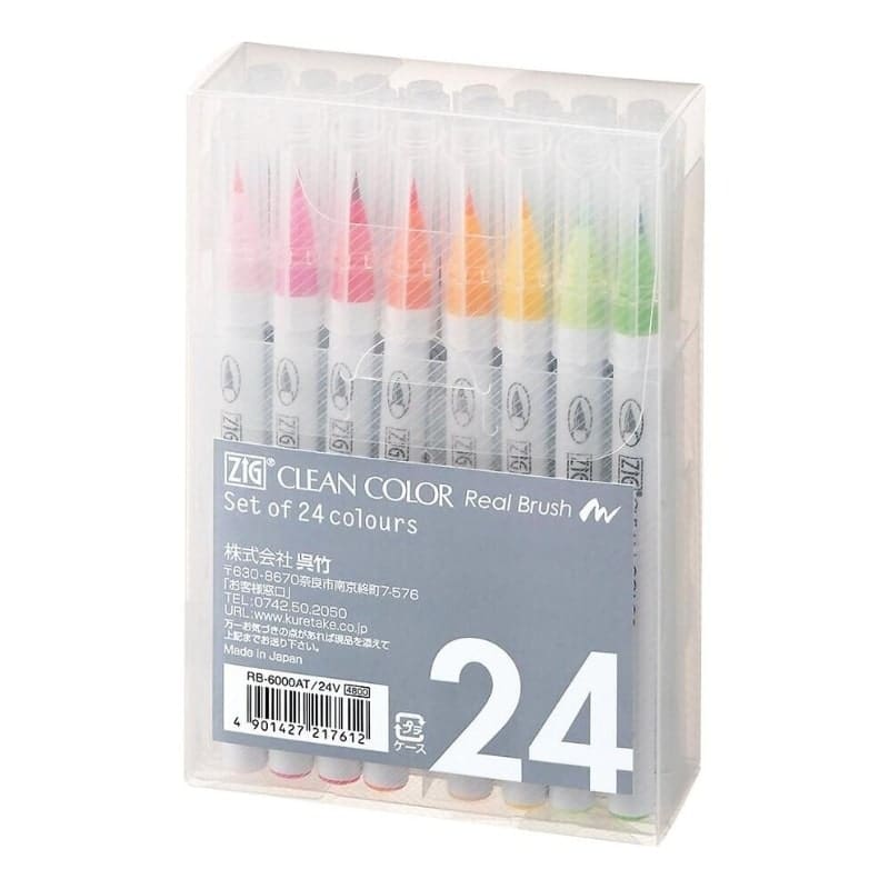 Set med 24 ZIG Extra Fine Brush pennor