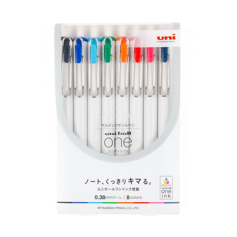 Set med 8 Uni Ball Gel Ink pennor