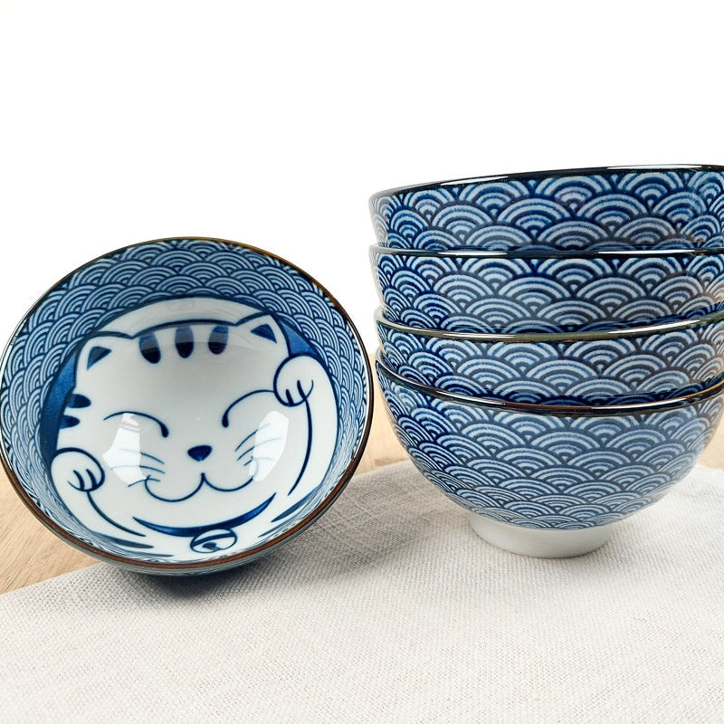 Set om 5 skålar Maneki Neko