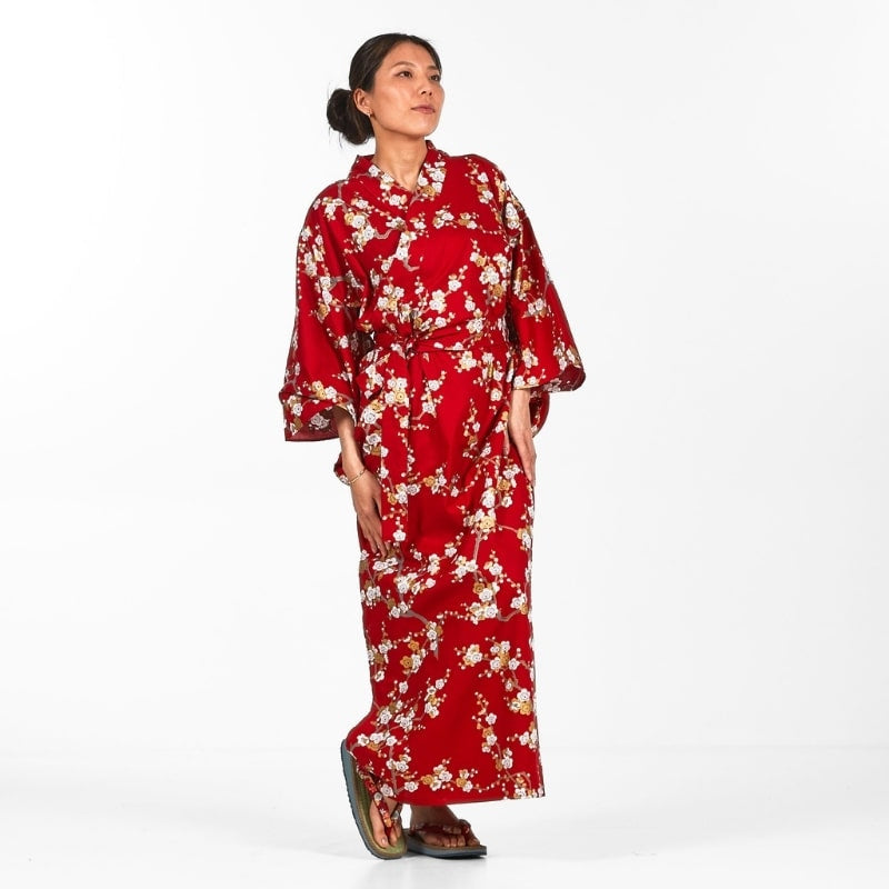 Shiraume Yukata Kimono för kvinnor S