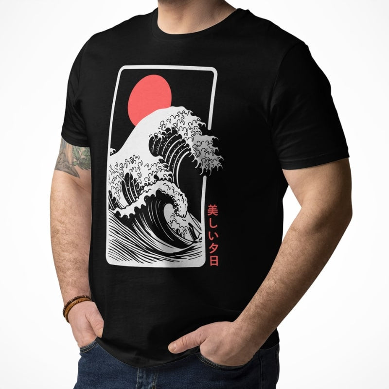 Solnedgång Kanagawa Japansk T shirt