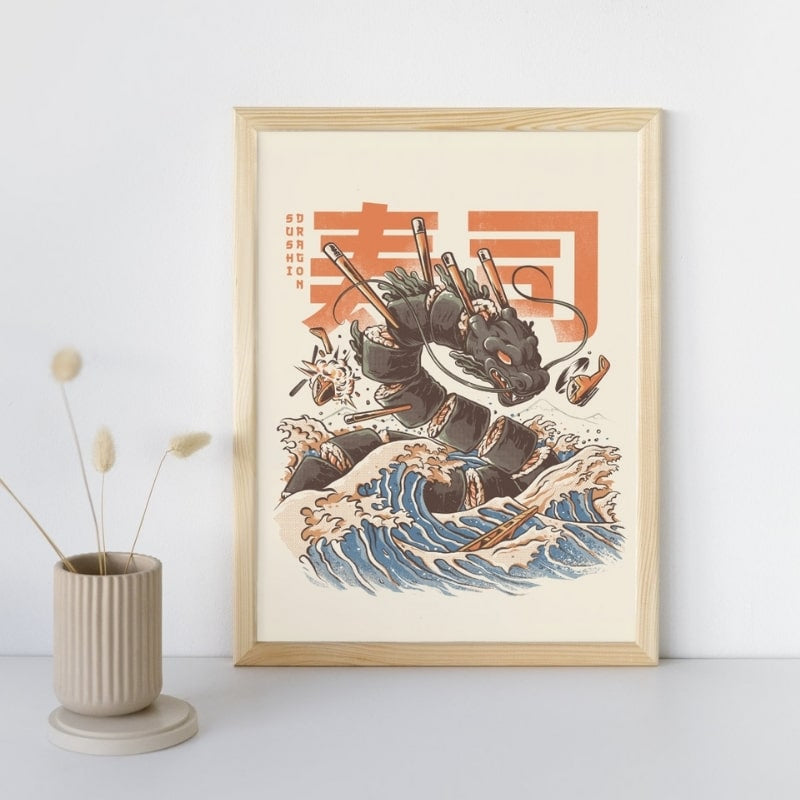 Sushi Dragon Japansk Poster A3