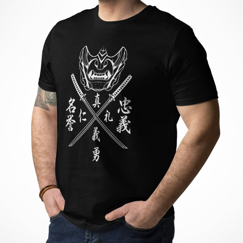 T shirt med japansk Bushido kod