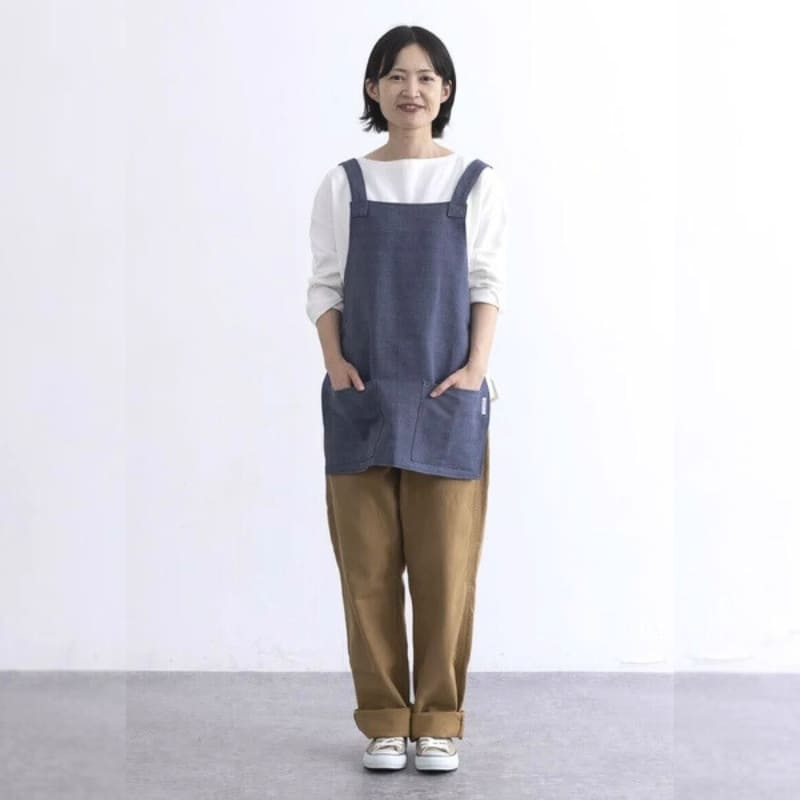 Unisex blått kort japanskt förkläde