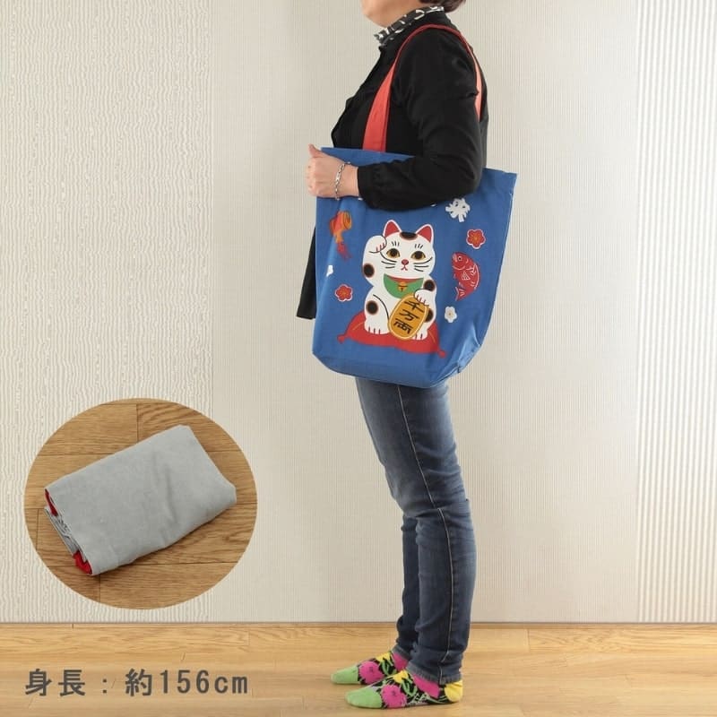 Tote Bag Blå Maneki Neko Blessing