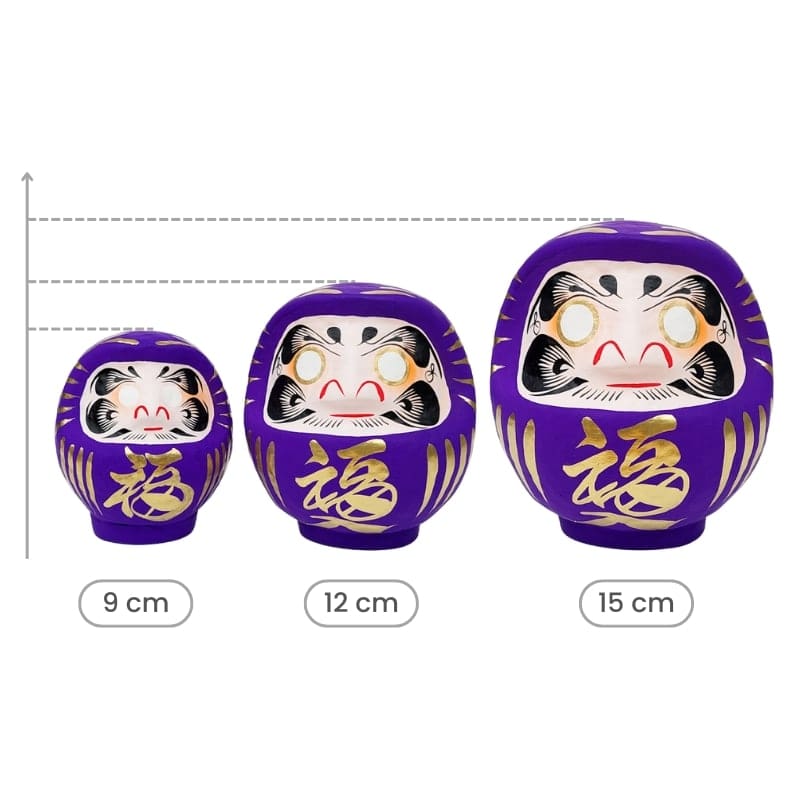Violett japansk Daruma 9 till 15 cm