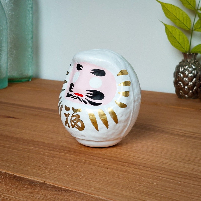 Vit japansk Daruma 4,5 och 9 cm