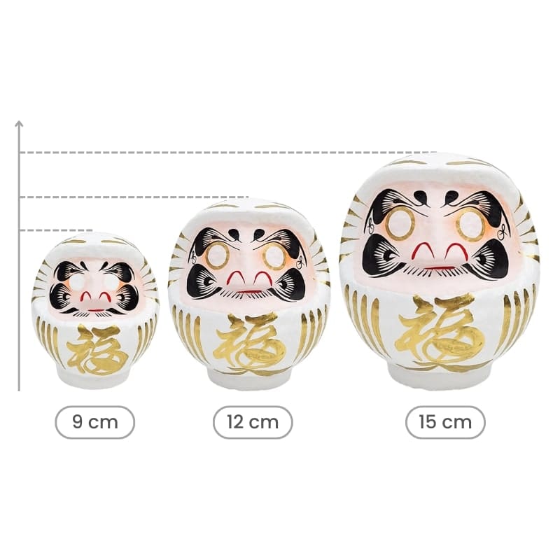 Vit japansk daruma 9 till 15 cm