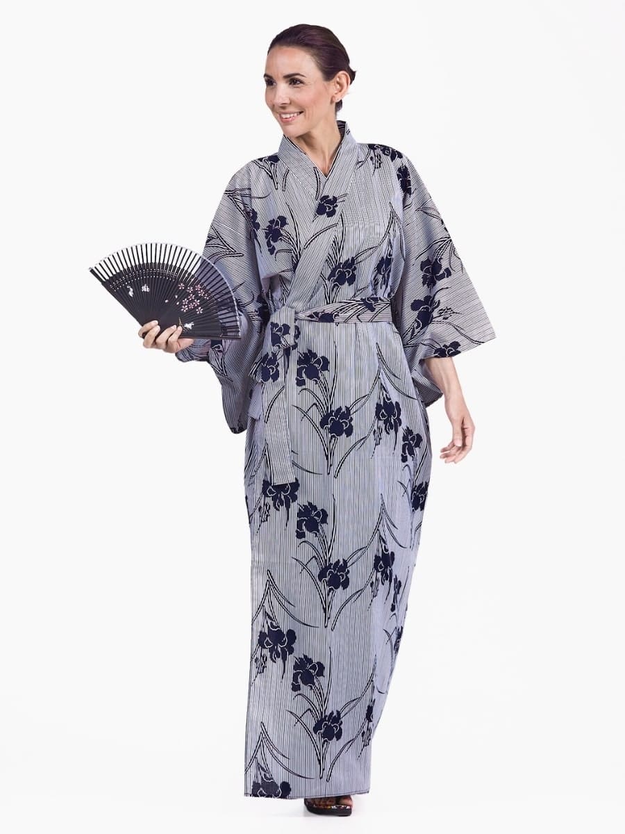 Yukata Kimono Iris för kvinnor S