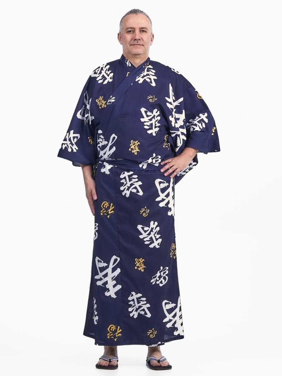 Yukata Kimono Kotobuki för män S