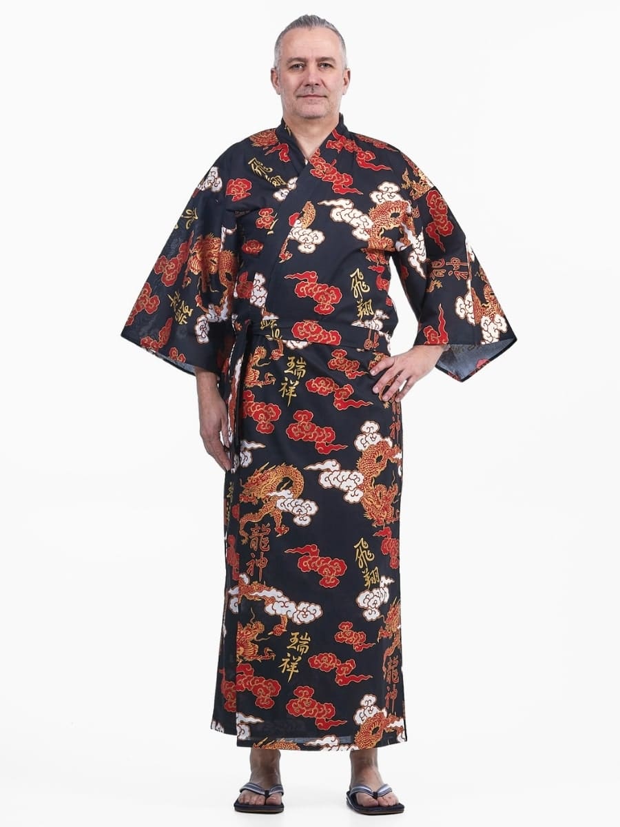 Yukata Kimono Ryū to Kumo för män M