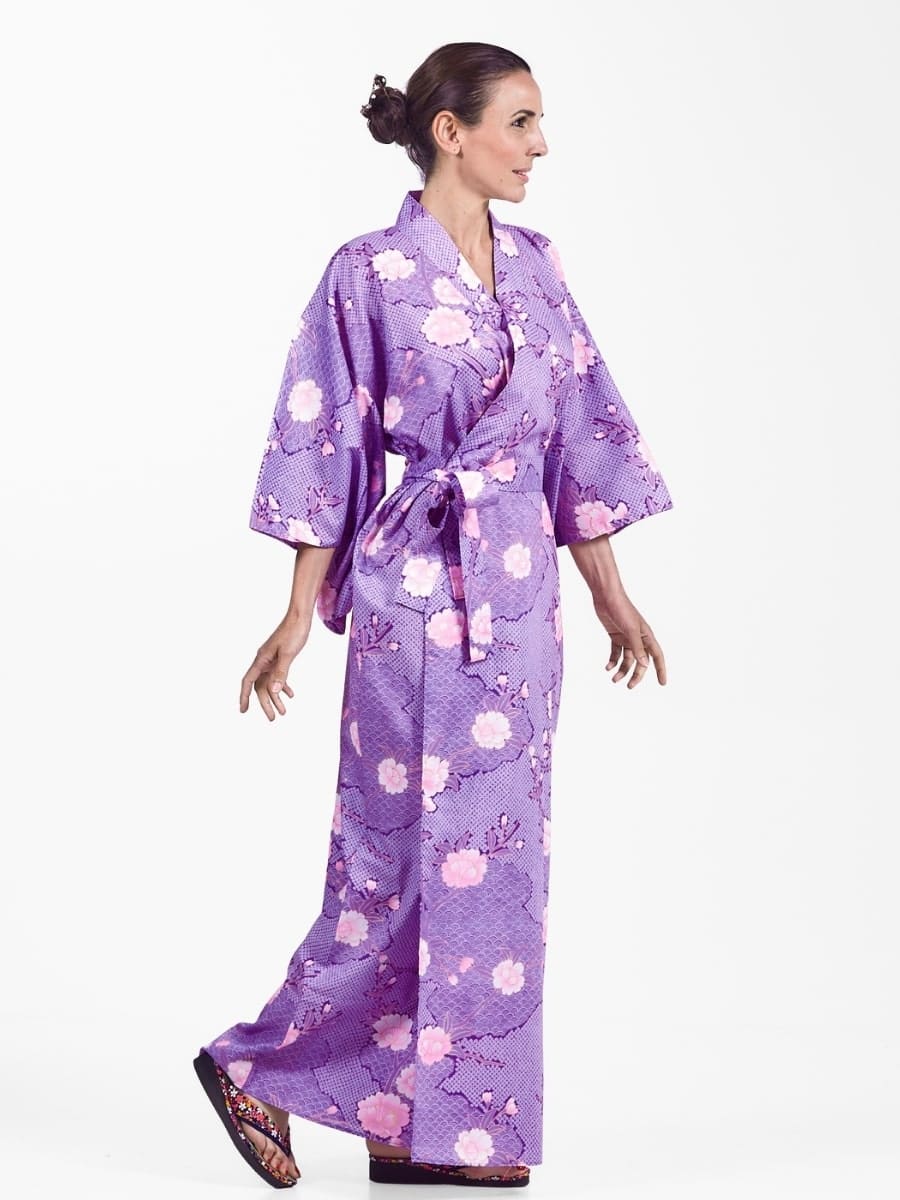 Yukata Kimono Sakura to Kumo för kvinnor