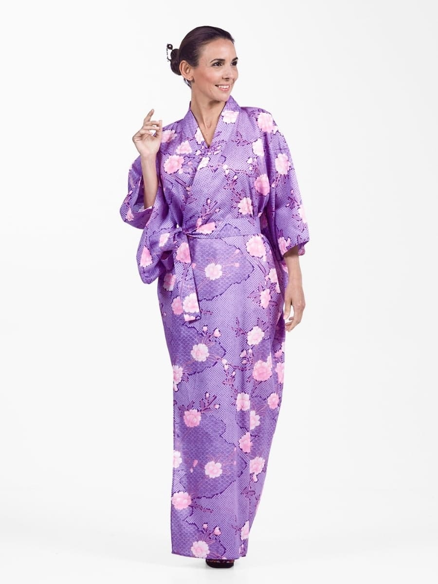 Yukata Kimono Sakura to Kumo för kvinnor S