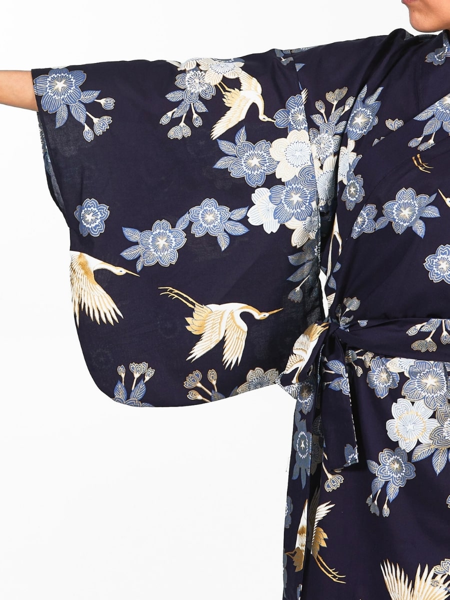 Yukata Kimono Sakura to Tsuru för kvinnor