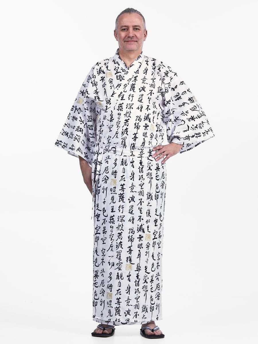 Yukata Sutra Hannya Kimono för män S